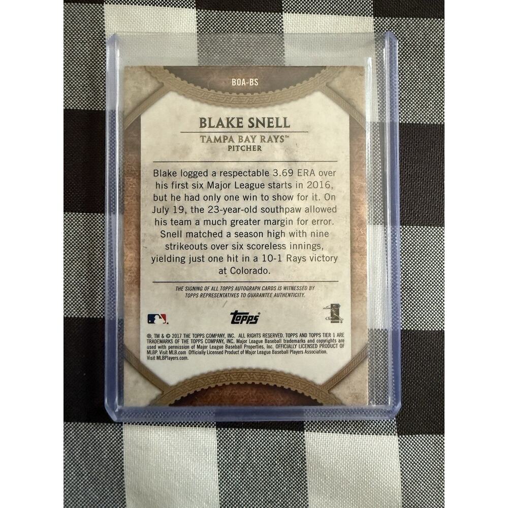 Blake Snell 2017 TOPPS Tier One Autographed/25 Baseball Card - Picture 2 of 2
